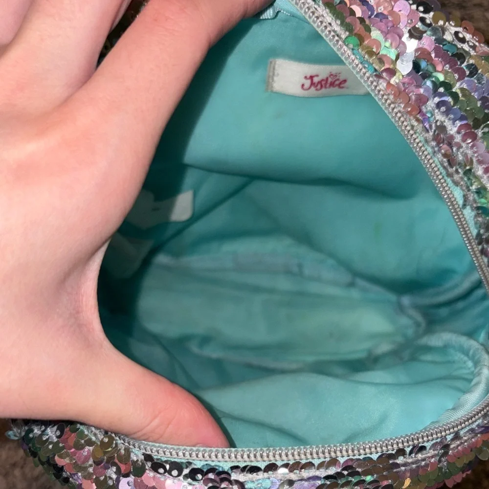 Justice K Multicolor Flip Sequin Mini Backpack with Pom Pom